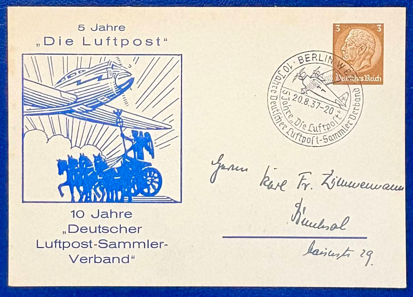 Historische Ganzsache 5 Jahre "Die Luftpost"