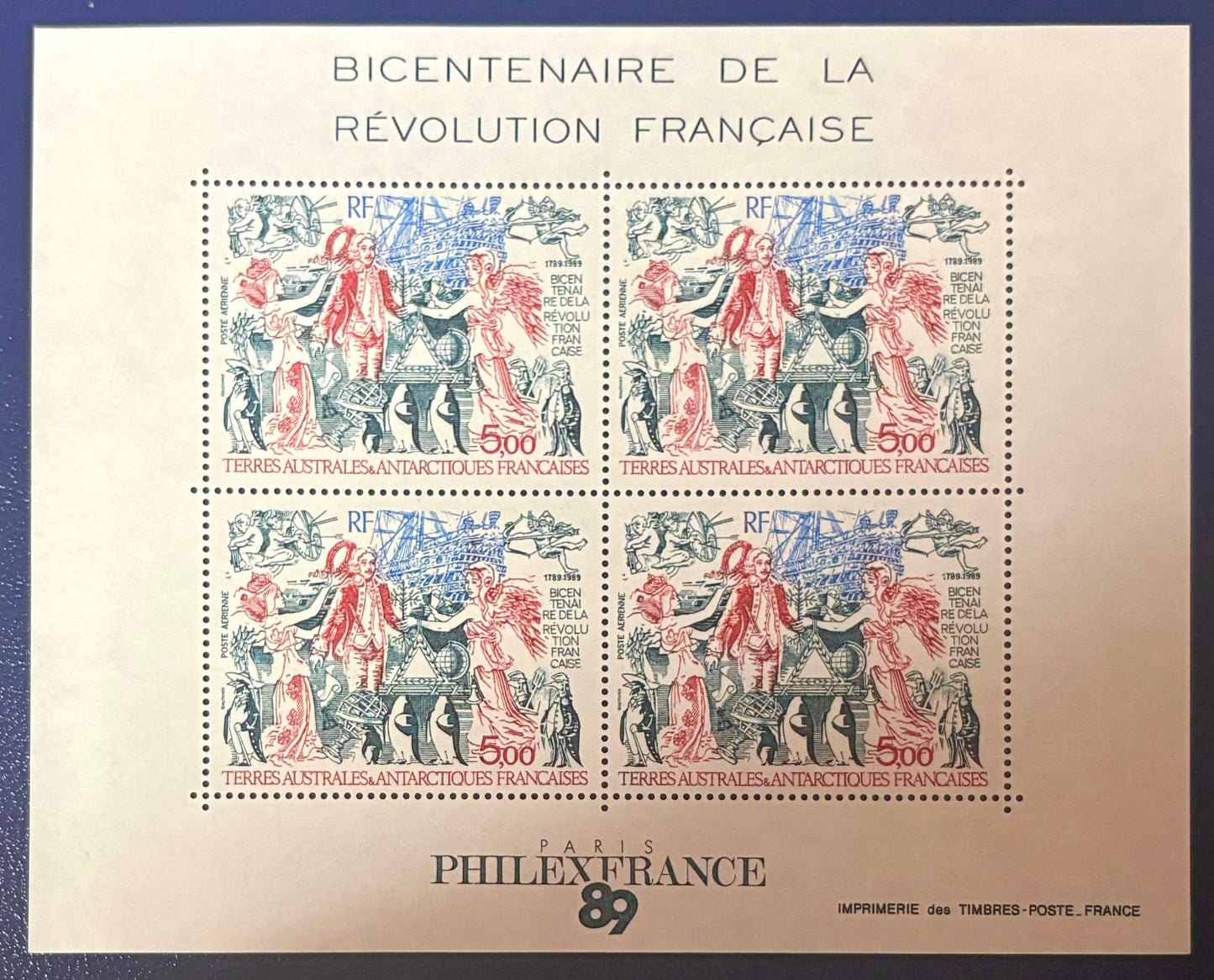 Französische Gebiete in der Antarktis - Block No. 1 - 200 Jahre der Französischen Revolution"