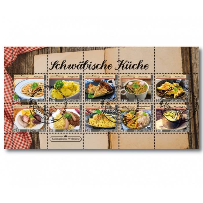 Liechtenstein Kulinarische Weltreise: Schwäbische Küche - Briefmarken-Kleinbogen gestempelt