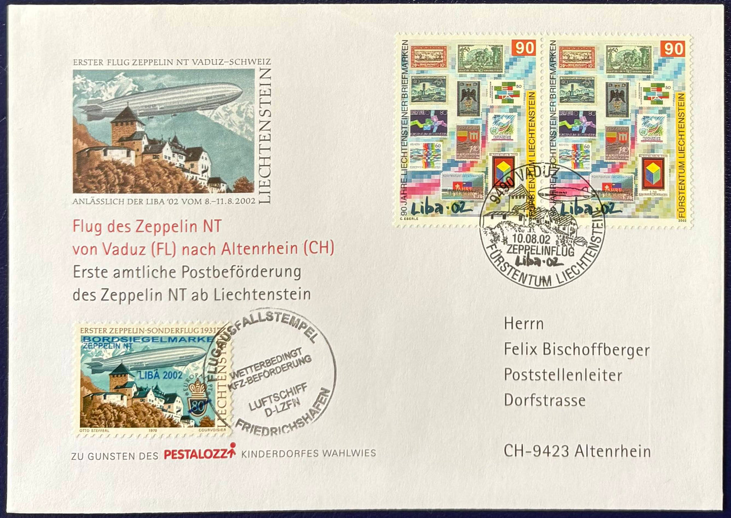 1. amtliche Zeppelin NT Post in Liechtenstein