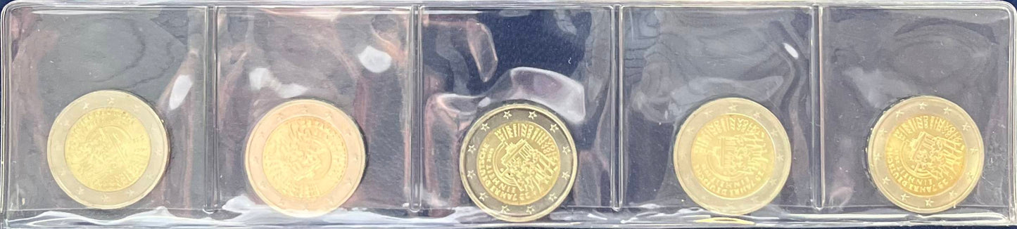 2-Euro-Gedenkmünzenset 2015 – 25 Jahre Deutsche Einheit / Wiedervereinigung – 5 Prägezeichen