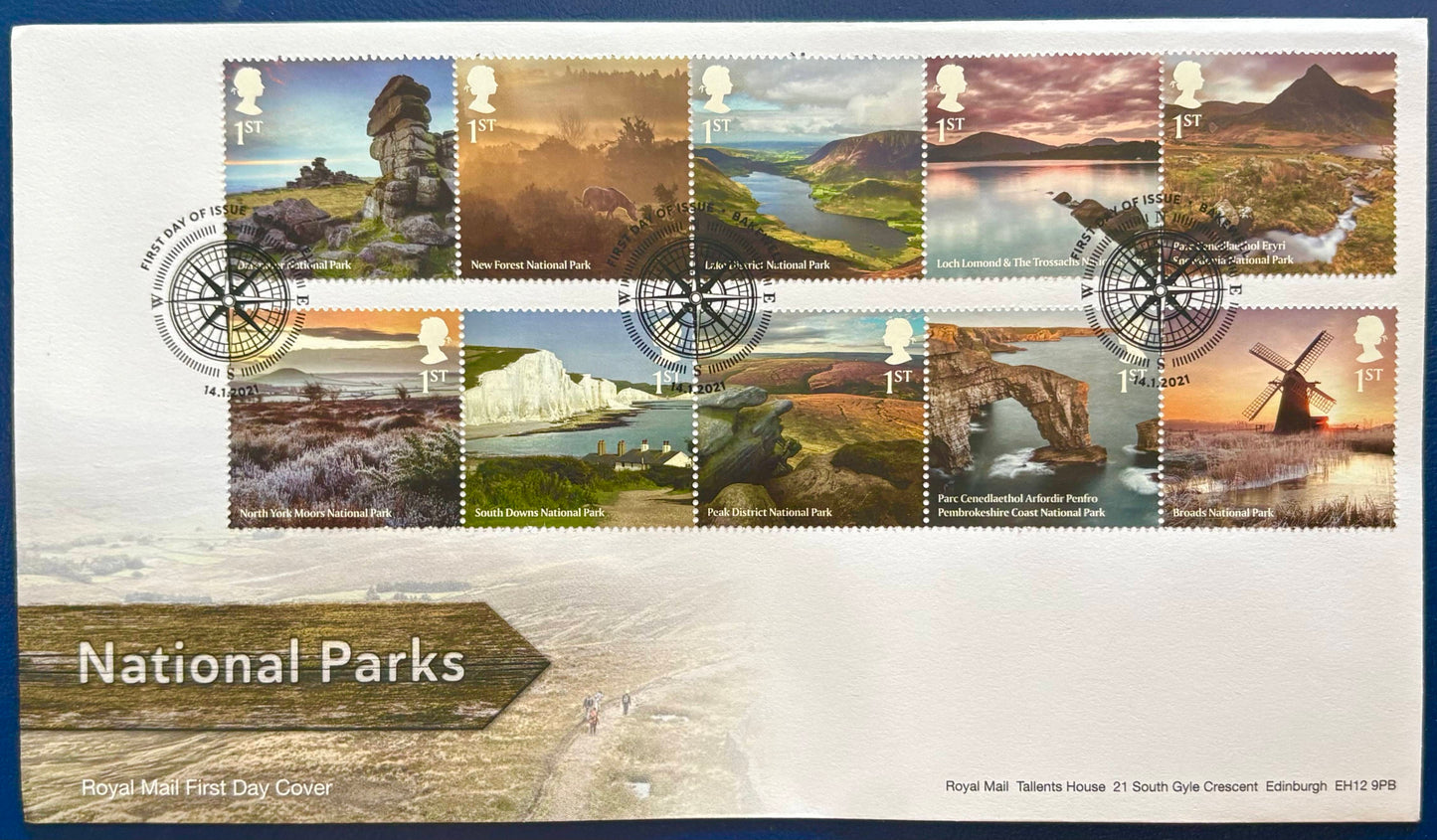 Großbritannien – Ersttagsbrief „70 Jahre Britische Nationalparks“
