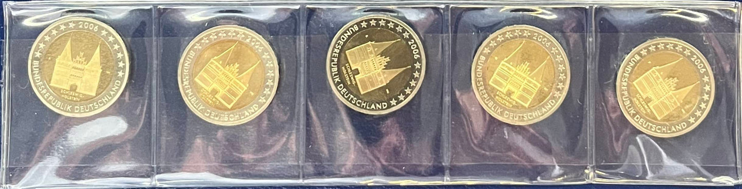 2-Euro-Gedenkmünze „Holstentor Lübeck – Schleswig-Holstein“ aus dem Jahr 2006 - 5 Prägezeichen