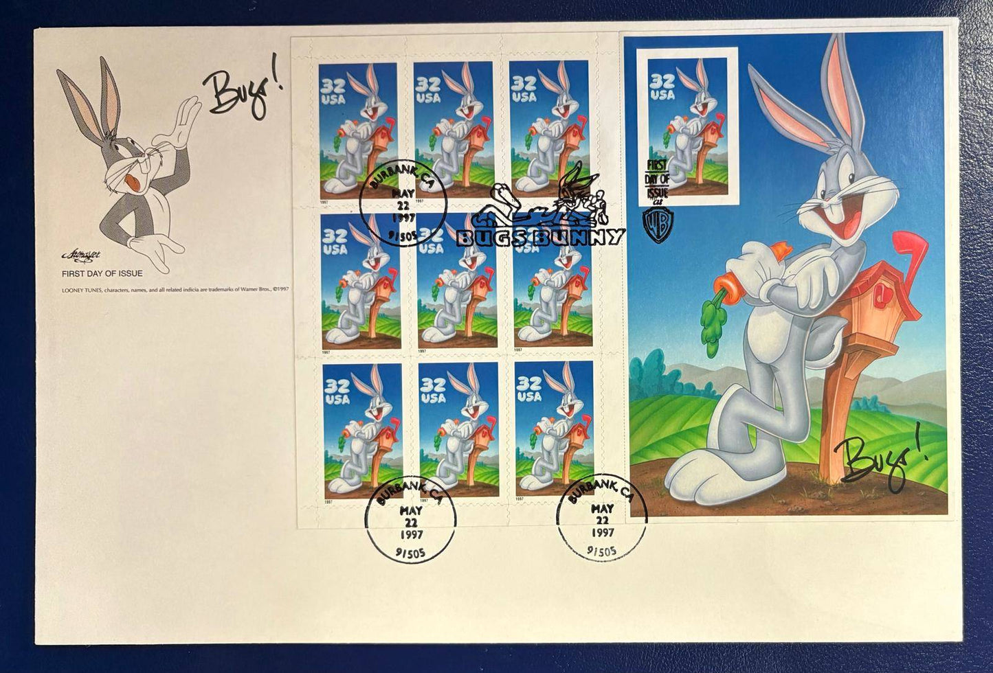 Bugs Bunny, USA, Kleinbogen 10 Werte auf Ersttagsbrief