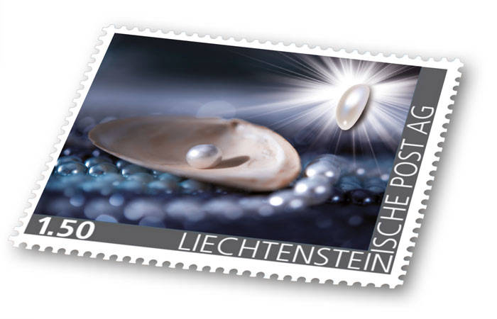 Edelsteine der Philatelie: PERLMUTT-Briefmarke postfrisch, Liechtenstein