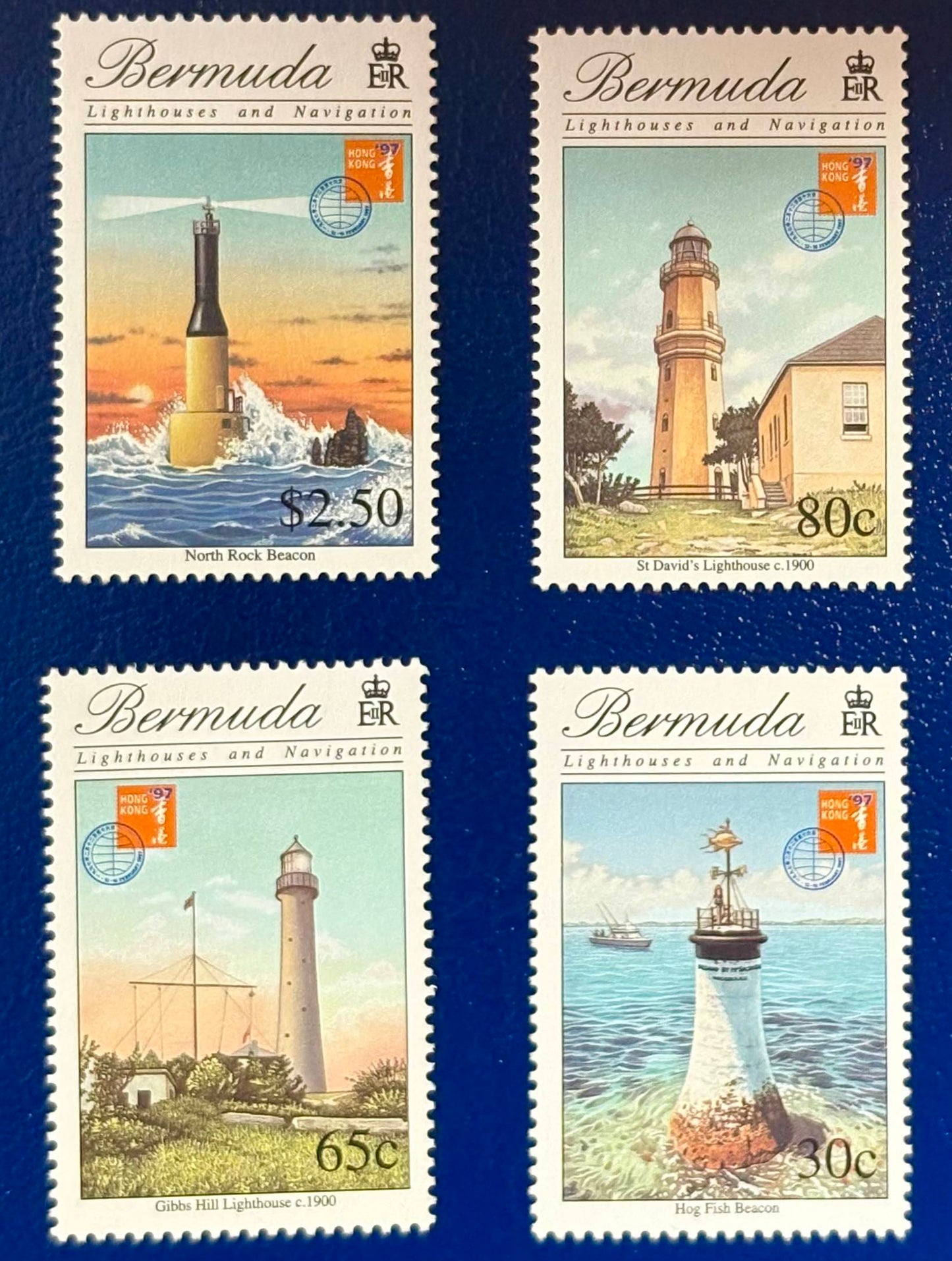 Bermuda - 4 Werte postfrisch "Intern.Briefmarkenausstellung HONGKONG - Leuchttürme und Navigation