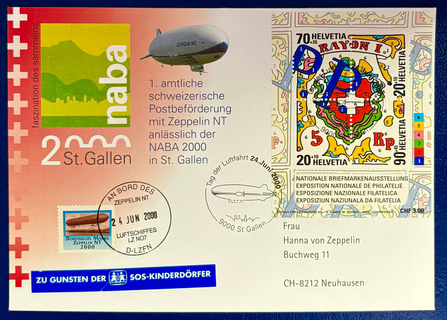 Schweiz - Zeppelinbeleg "naba 2000"