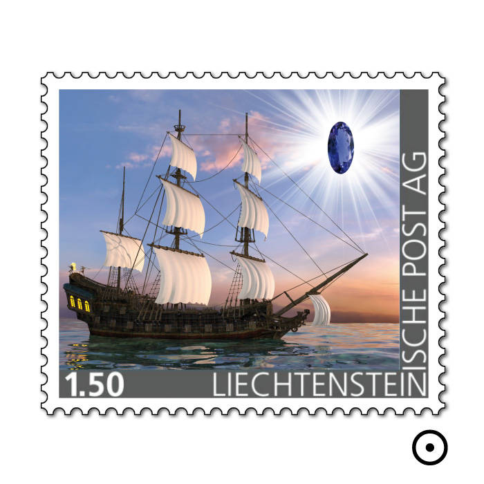 Edelsteine der Philatelie: KYANIT-Briefmarke gestempelt, Liechtenstein