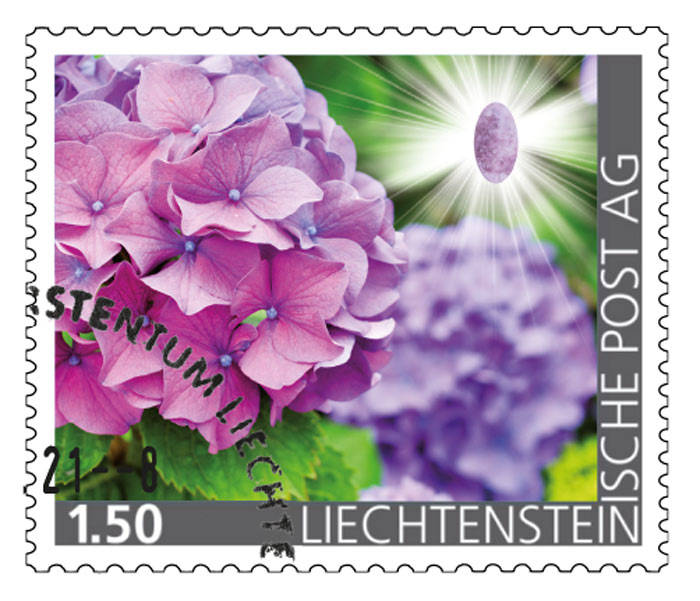 Edelsteine der Philatelie: LEPIDOLITH-Briefmarke gestempelt, Liechtenstein