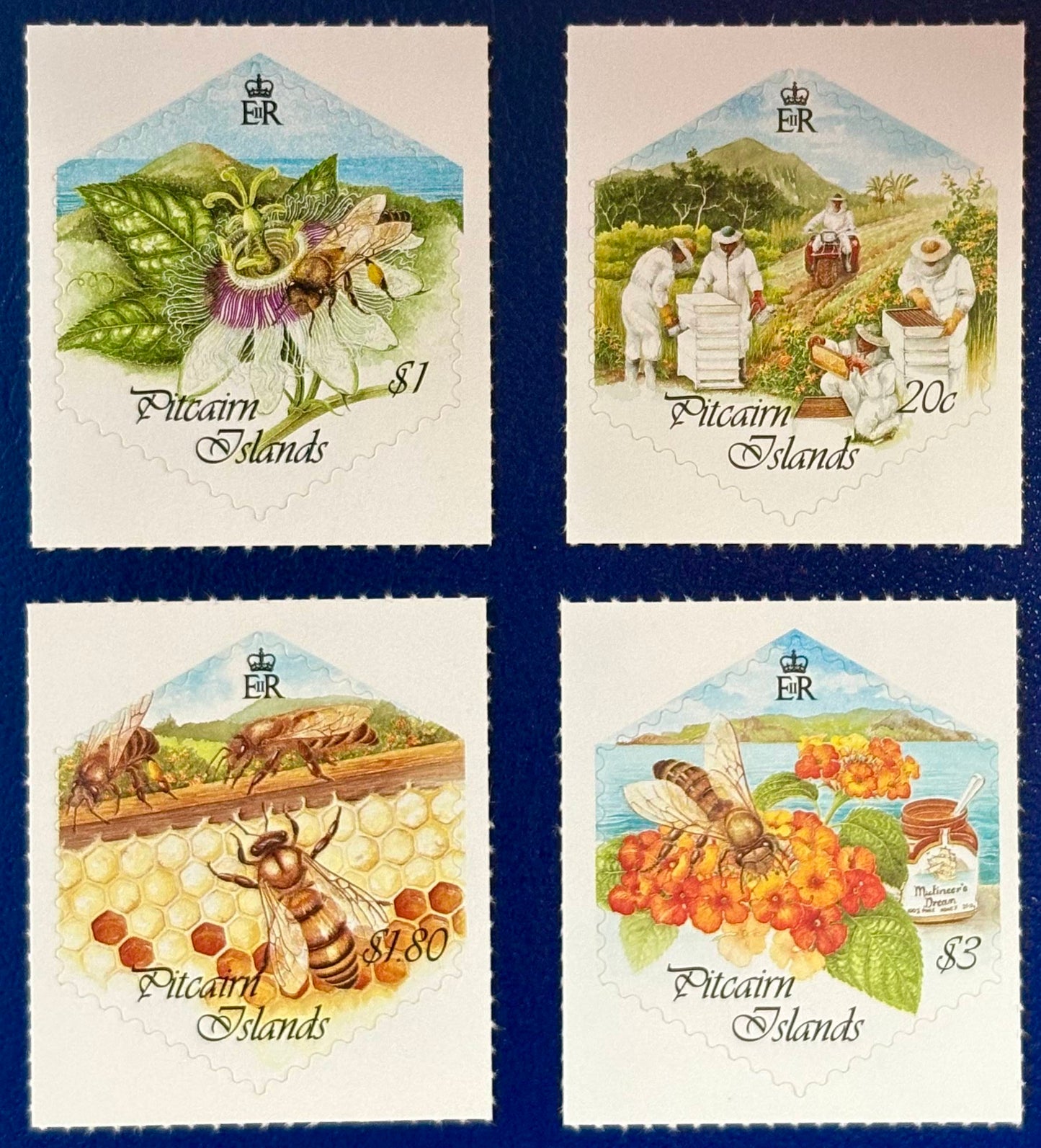 Pitcairn - 4 Werte postfrisch "Briefmarkenausstellung China / Bienenzucht" selbstklebend