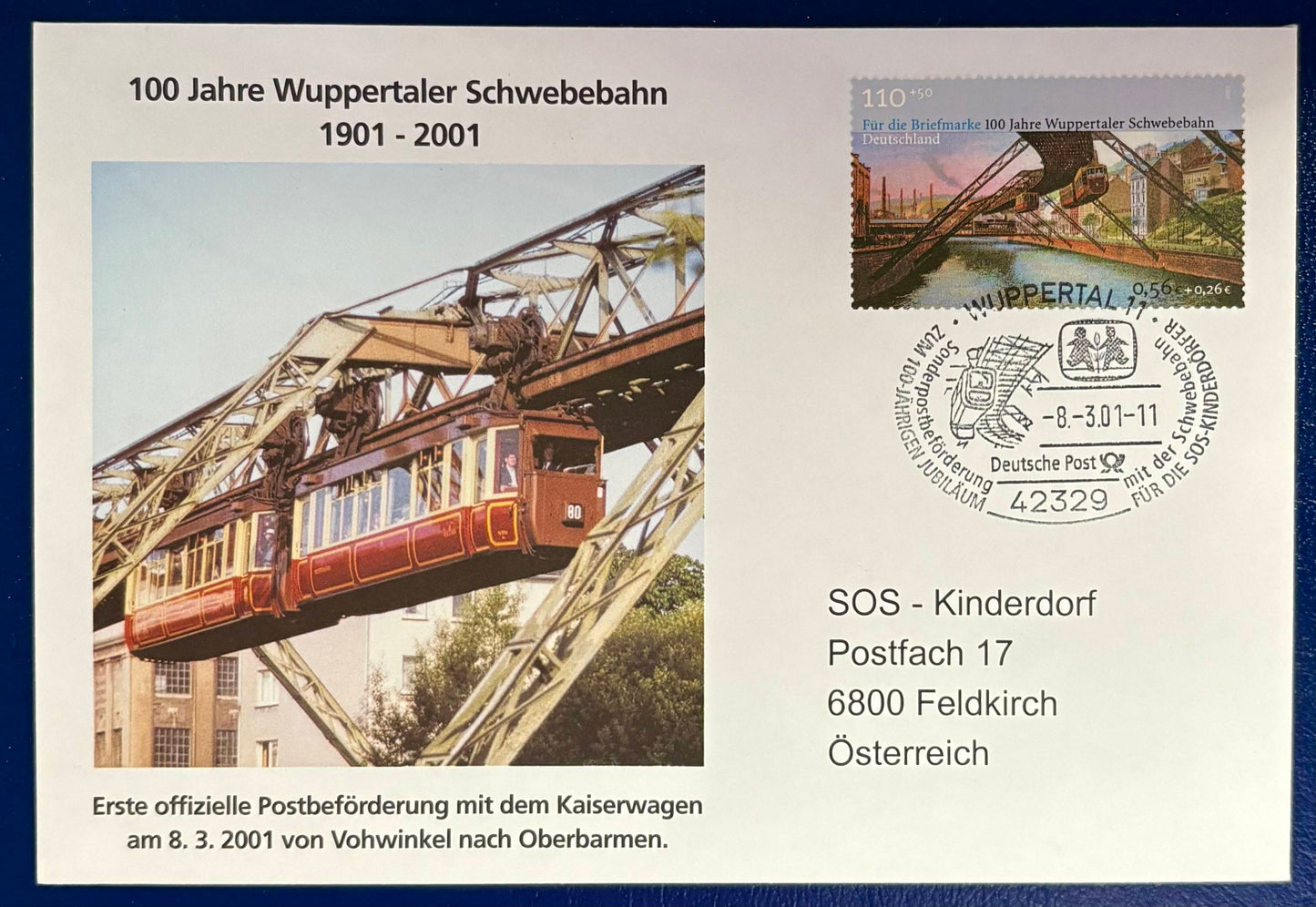 Deutschland - SOS-Kinderdorf Beleg "100 Jahre Wuppertaler Schwebebahn"