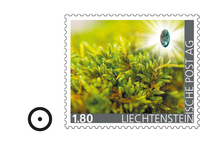 Edelsteine der Philatelie: MOOSACHAT-Briefmarke gestempelt, Liechtenstein