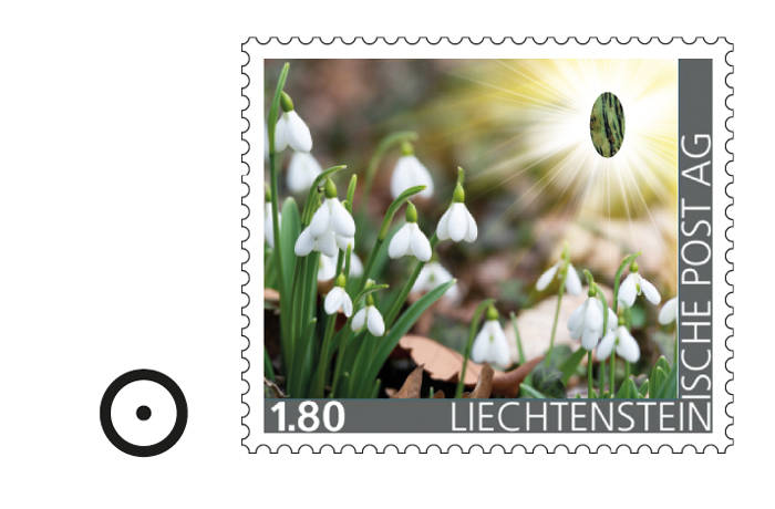 Edelsteine der Philatelie: RHYOLITH-Briefmarke gestempelt, Liechtenstein
