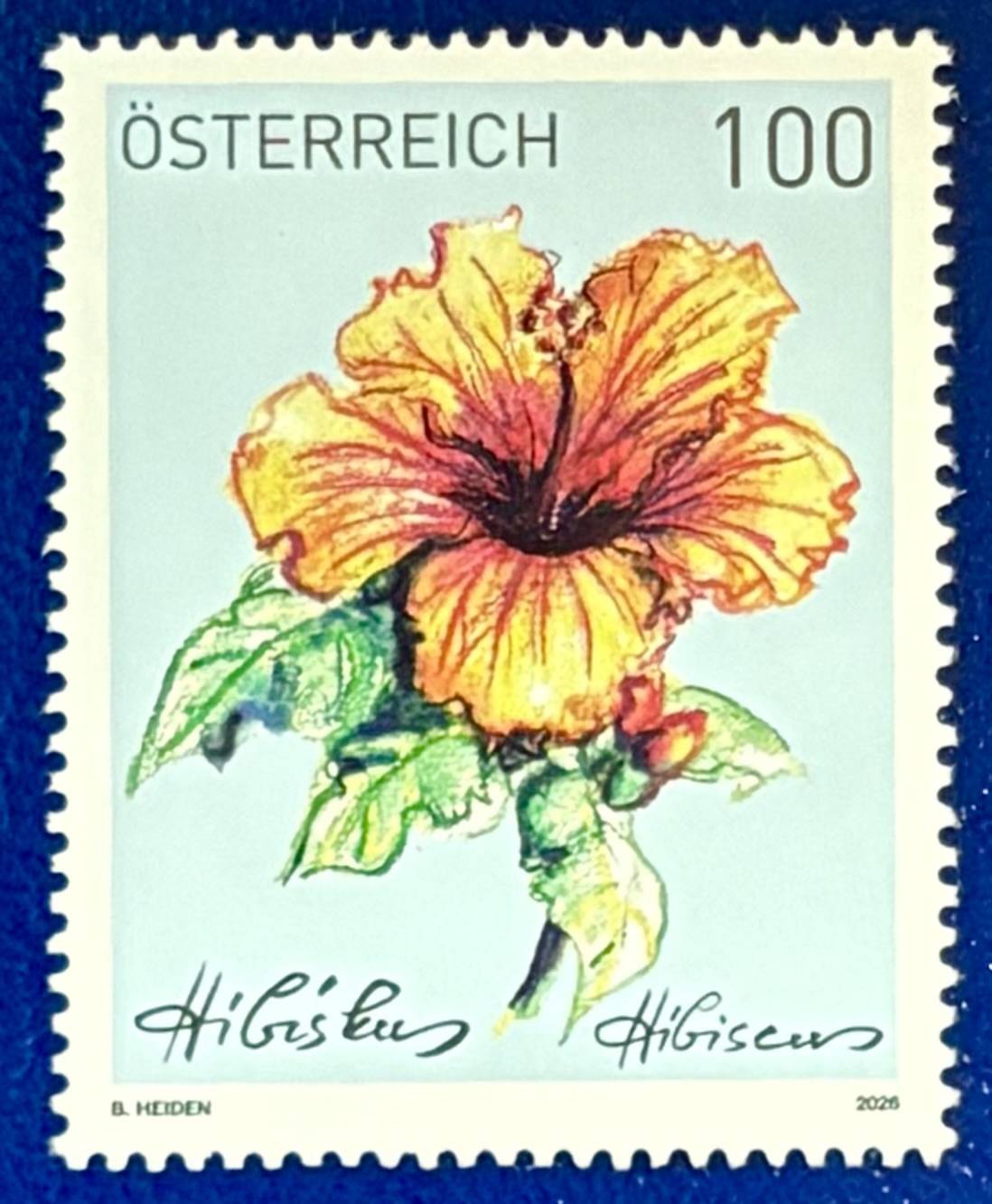 Österreich Hibiskus Briefmarke