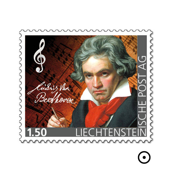 Liechtenstein -250. Geburtstag Ludwig van Beethoven - Briefmarke gestempelt