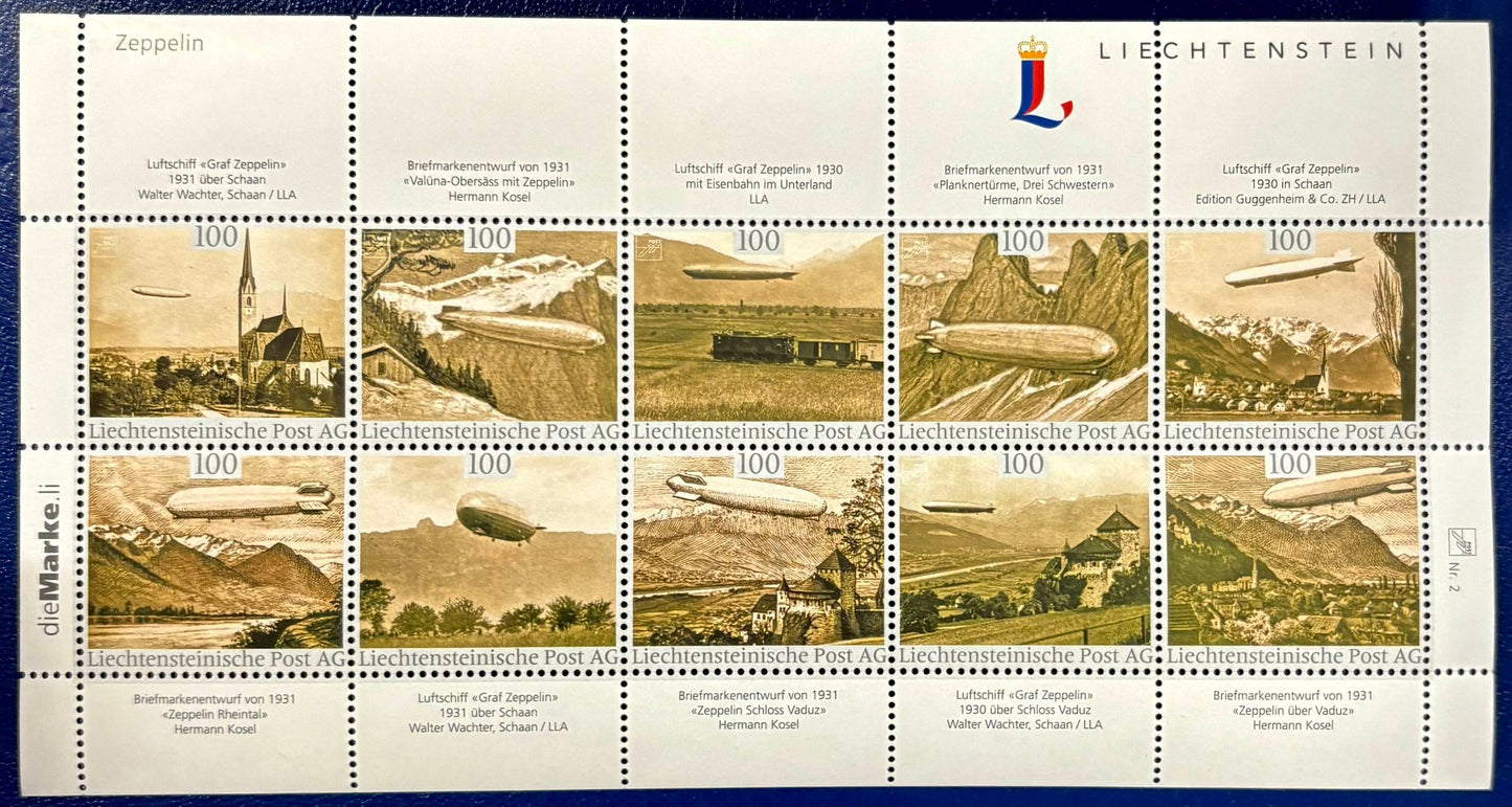 Kleinbogen der Post Liechtenstein - Zeppelin