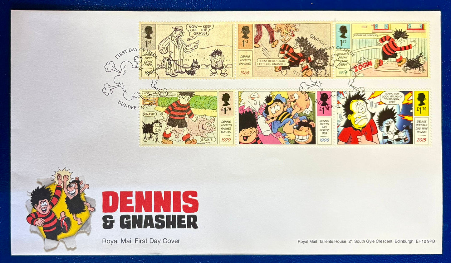 Großbritannien feiert auf einem Ersttagsbrief "70 Jahre Comic-Serie 2021"