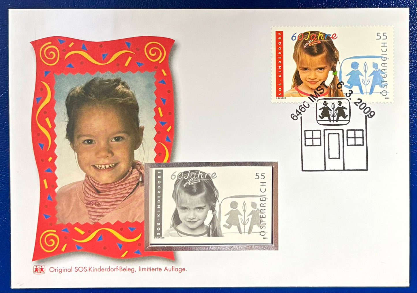 60 Jahre SOS Kinderdorf Brief mit seltenem SCHWARZDRUCK