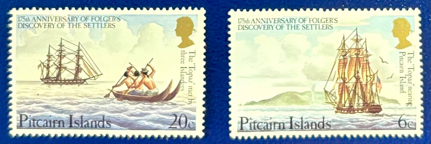 Pitcairn - 2 Werte postfrisch "175. Jahrestag des Besuchs von Kapitän Folger"