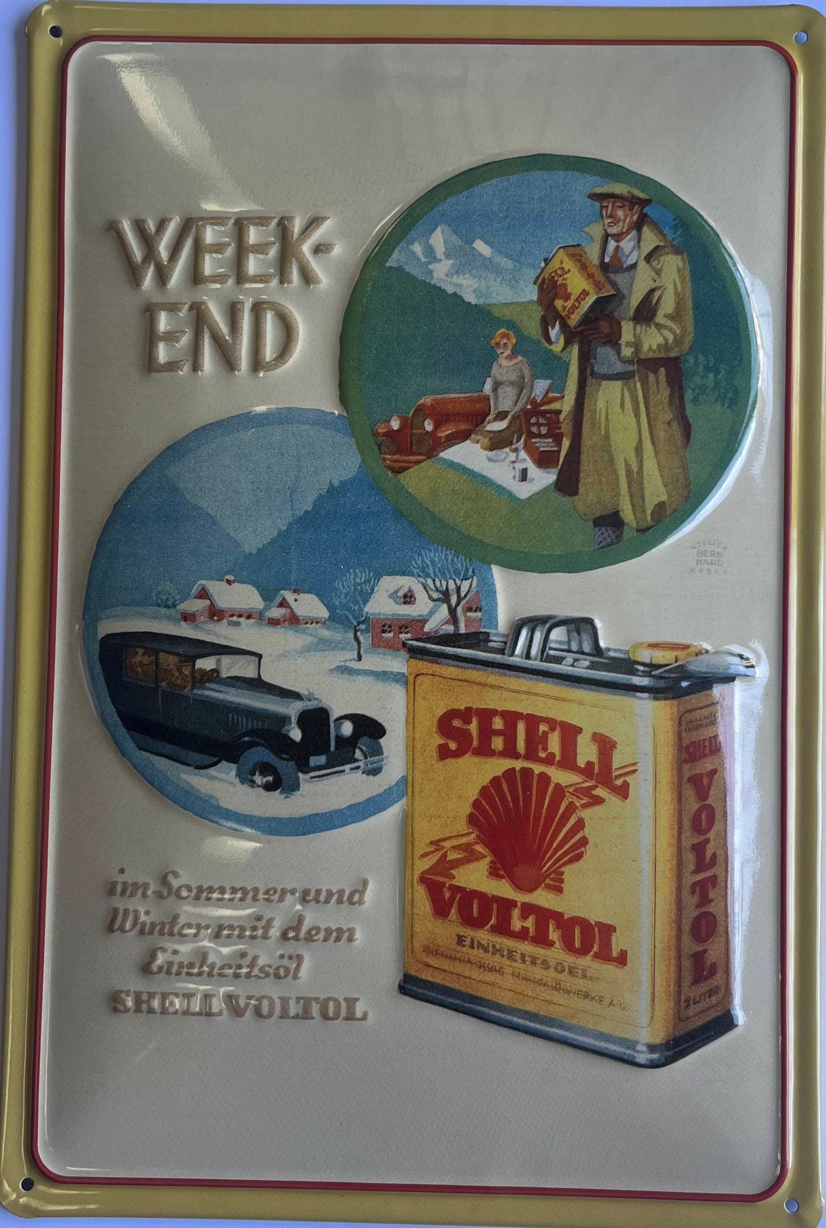 Blechschild – WEEKEND – Sommer & Winter mit SHELL VOLTOL
