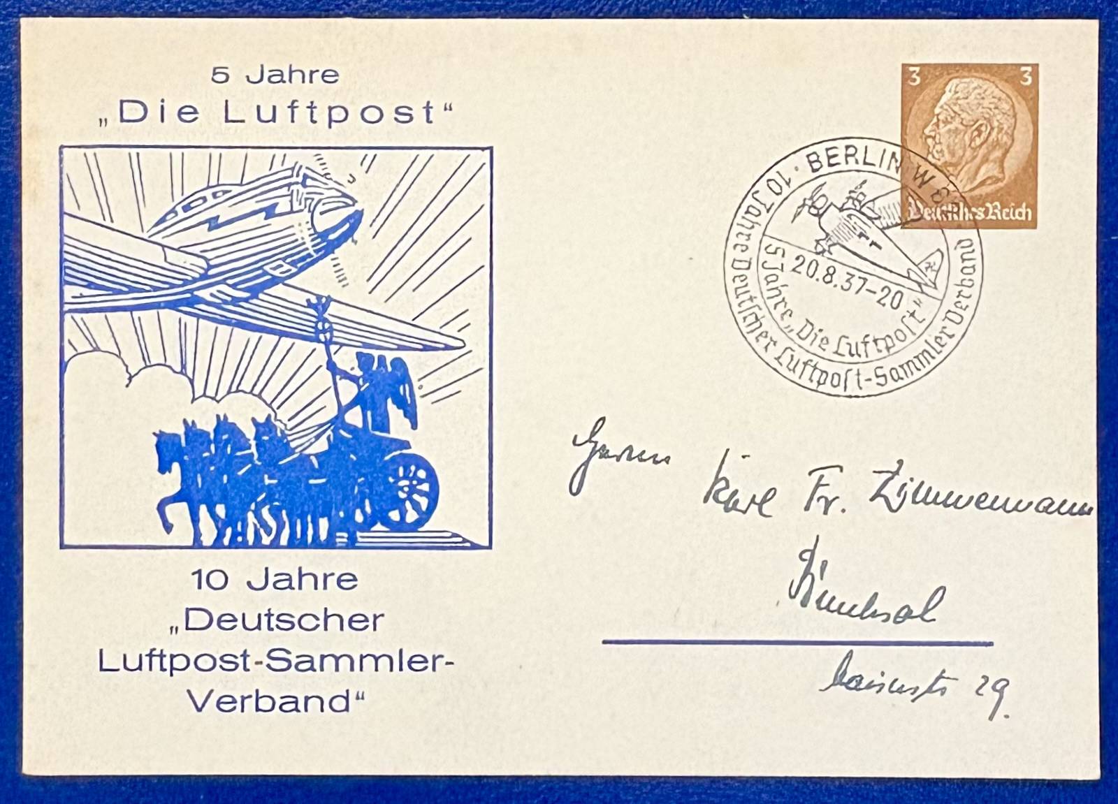 Historische Ganzsache 5 Jahre "Die Luftpost"