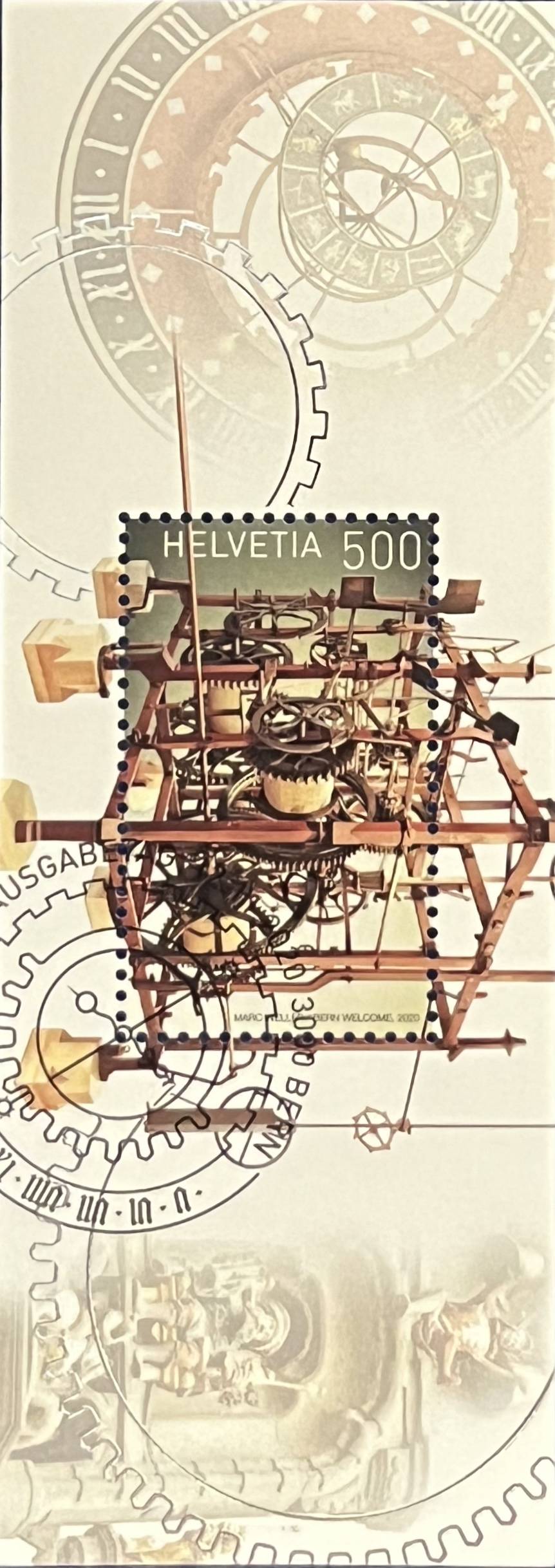 Schweiz Blockausgabe Nr. 76 – „Uhrenhandwerk – Uhrwerk der Zytglogge Bern“ – gestempelt