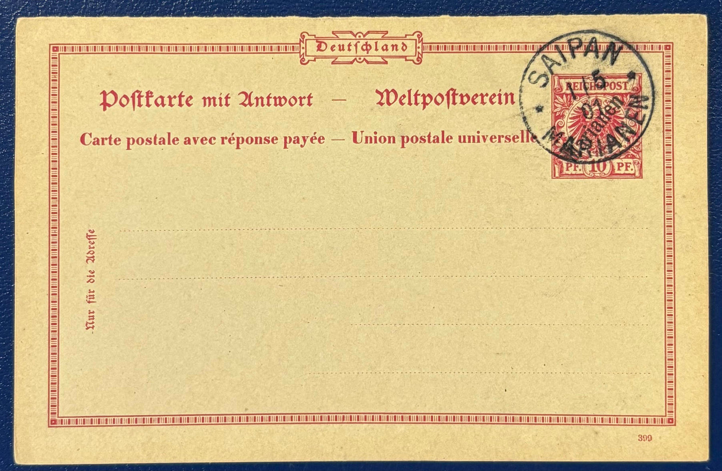 Deutsche Kolonie Marianen, Ganzsache gestempelt