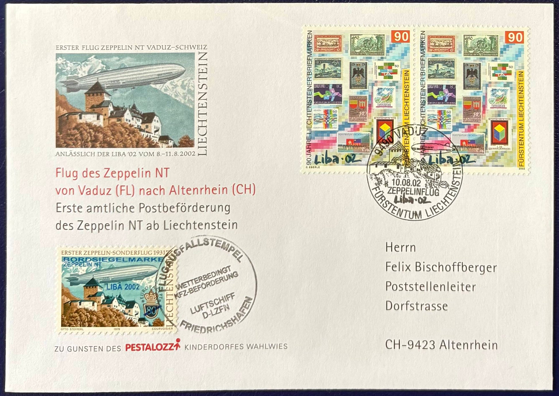 1. amtliche Zeppelin NT Post in Liechtenstein