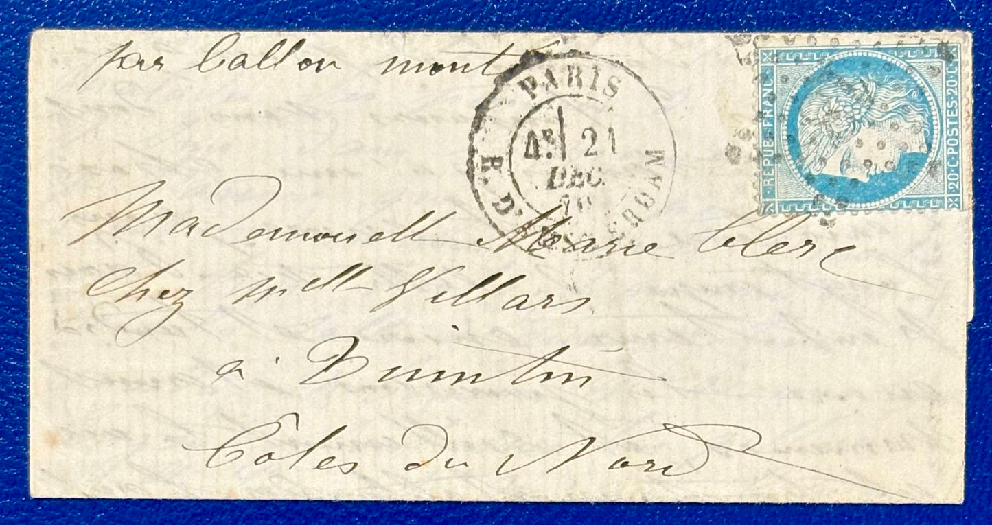Ballon Monté Brief vom 21.12.1870