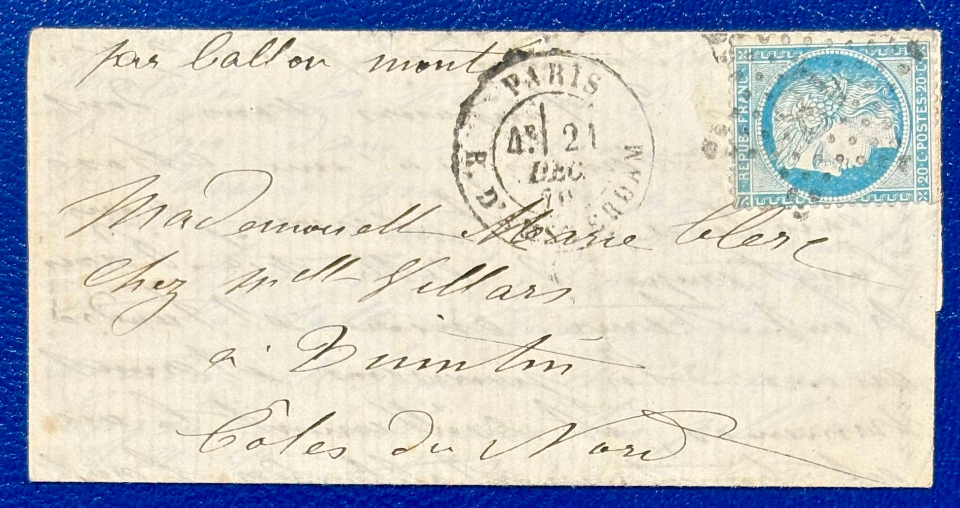 Ballon Monté Brief vom 21.12.1870