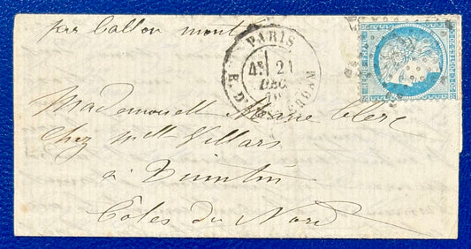 Ballon Monté Brief vom 21.12.1870
