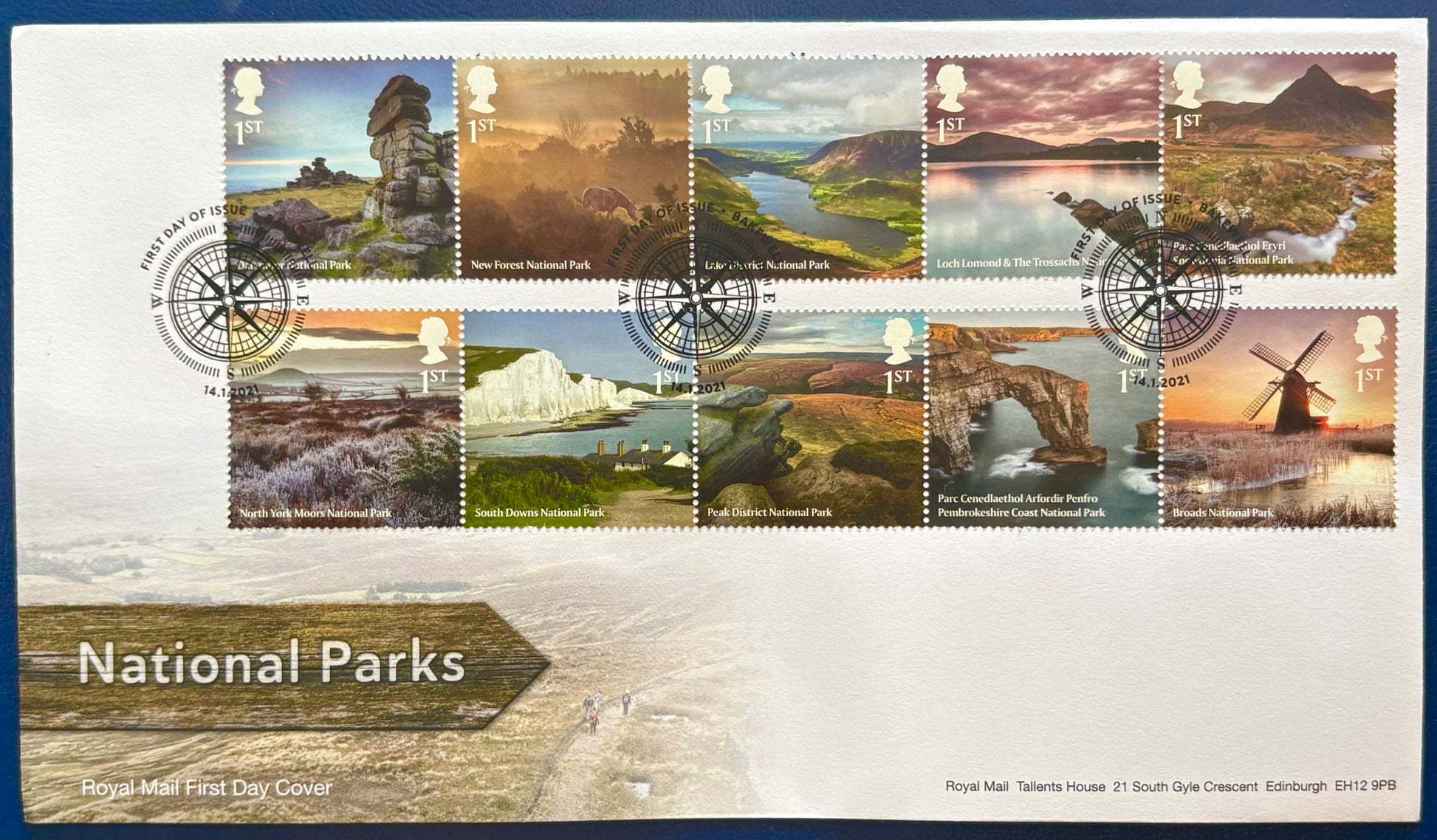 Großbritannien – Ersttagsbrief „70 Jahre Britische Nationalparks“