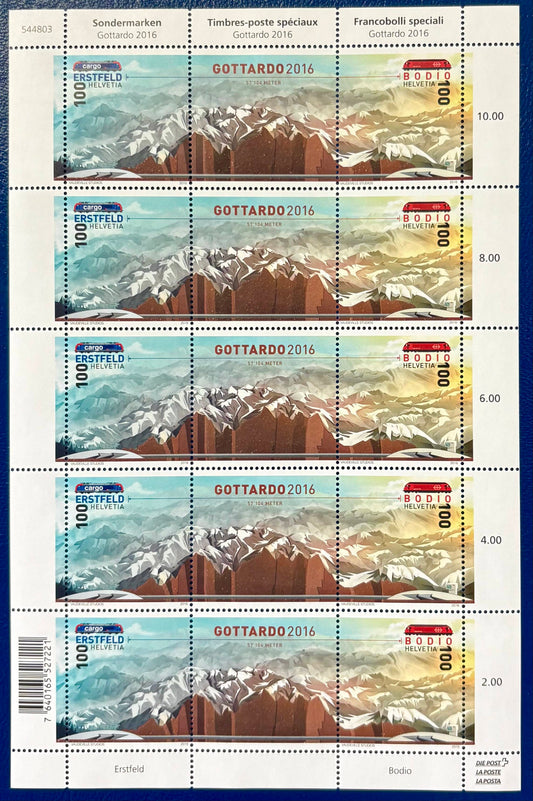 Schweiz – Eröffnung des Gotthard-Basistunnels - Kleinbogen Michel-Nr. 2443–44
