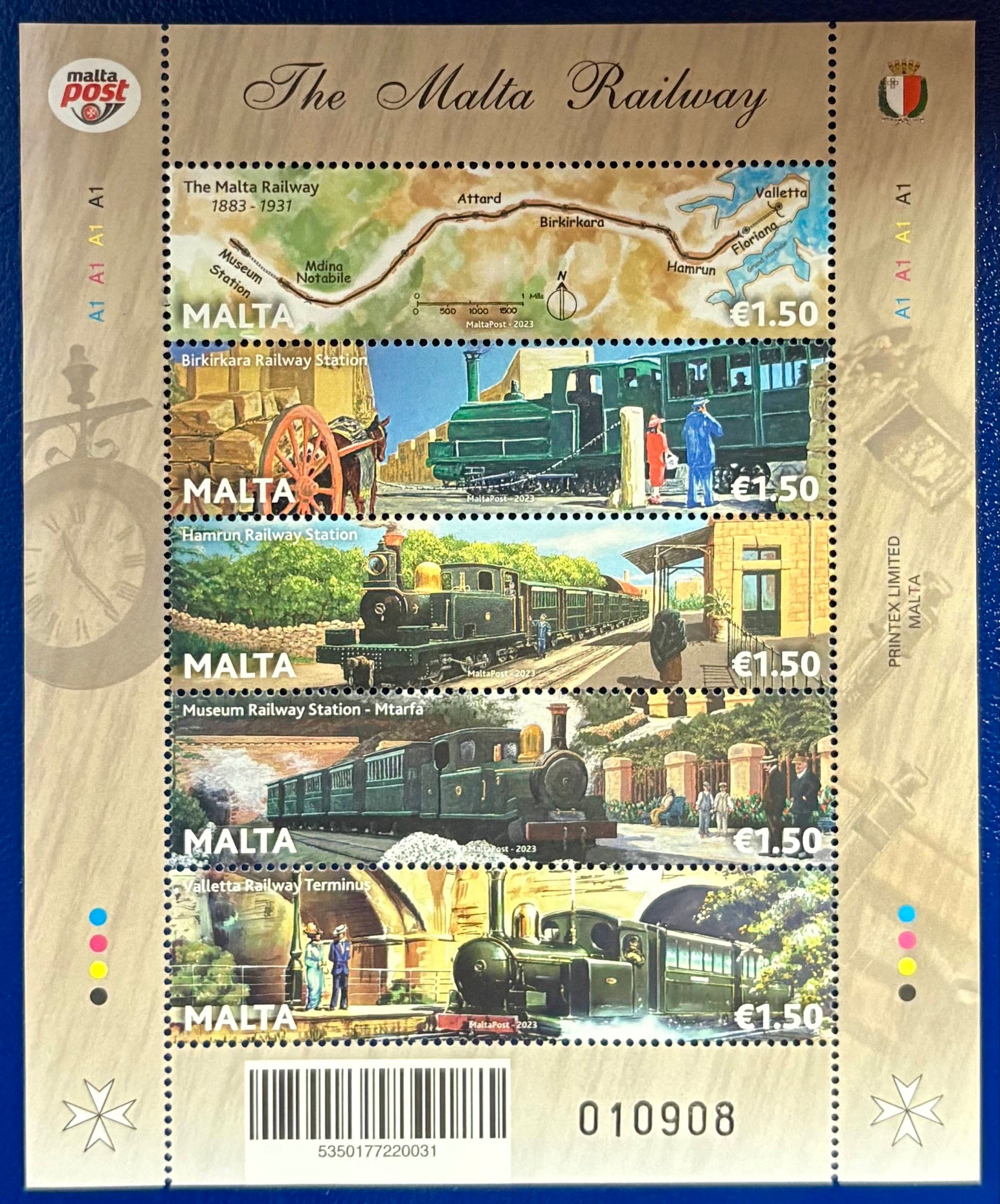 Malta - Kleinbogenblock Eisenbahn postfrisch