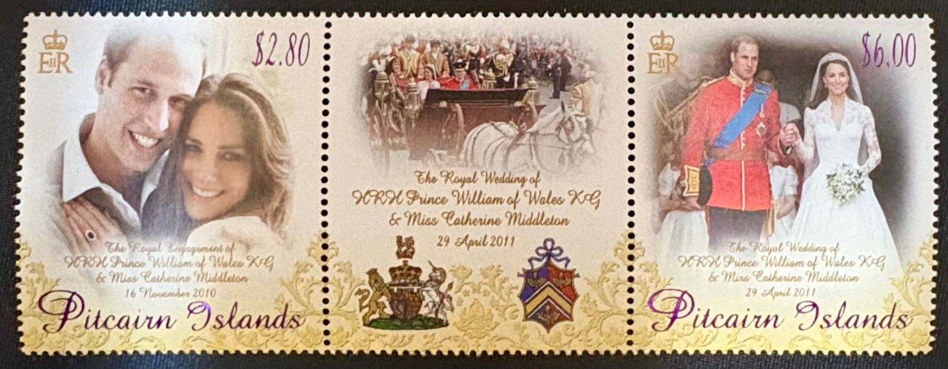 Pitcairn - 2 Werte postfrisch mit Zierfeld "William & Kate"
