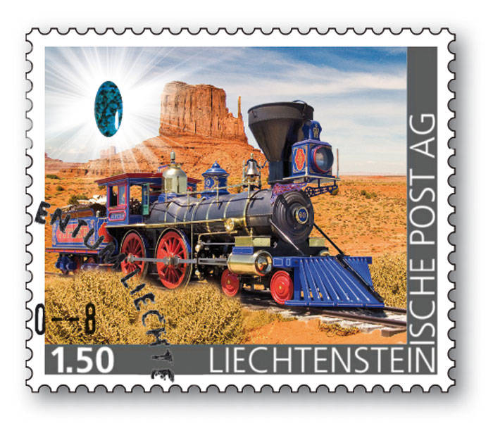 Liechtenstein -Edelsteine der Philatelie: CHRYSOKOLL-Briefmarke gestempelt
