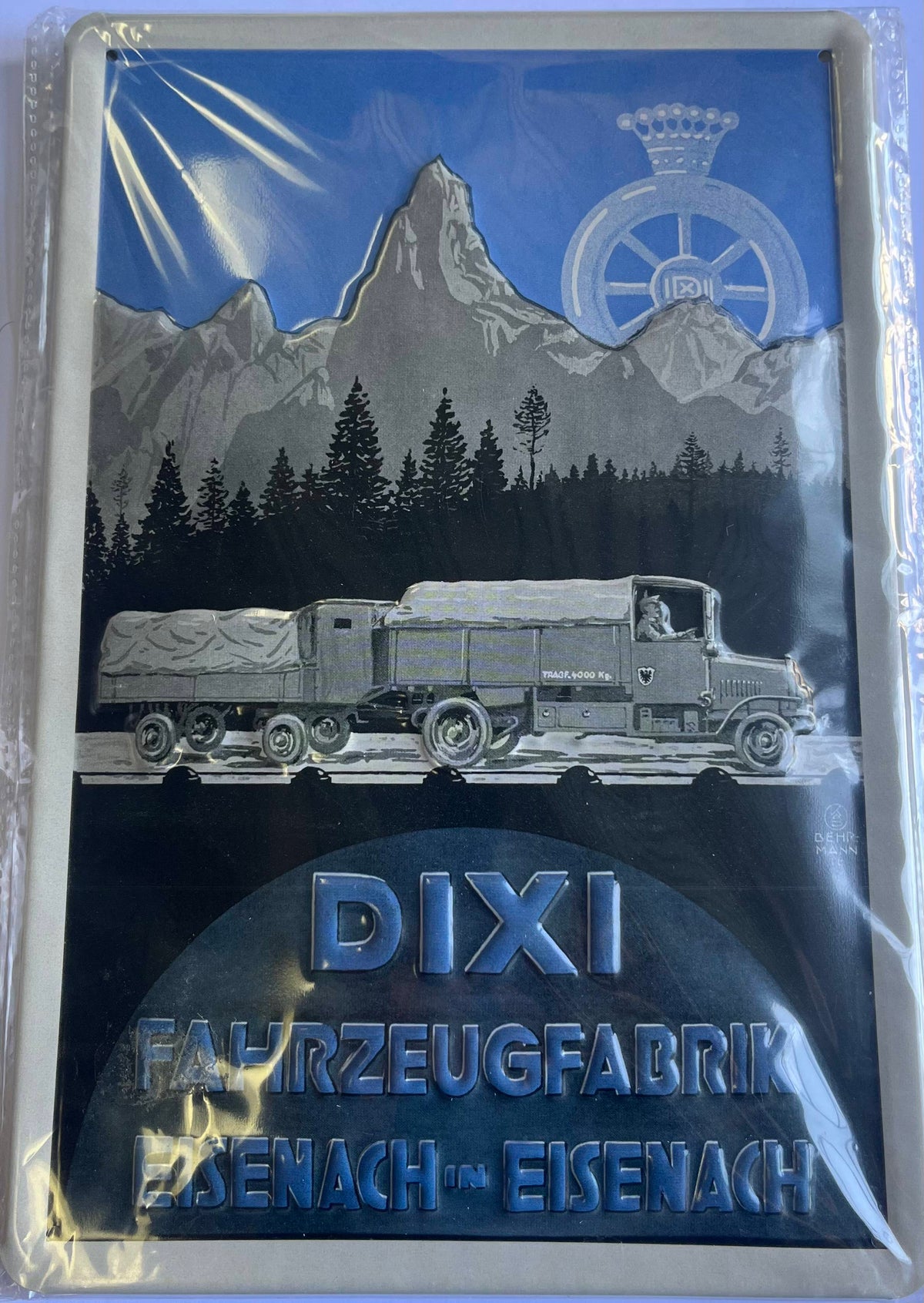 Blechschild -„DIXI Fahrzeugfabrik Eisenbach in Eisenach“