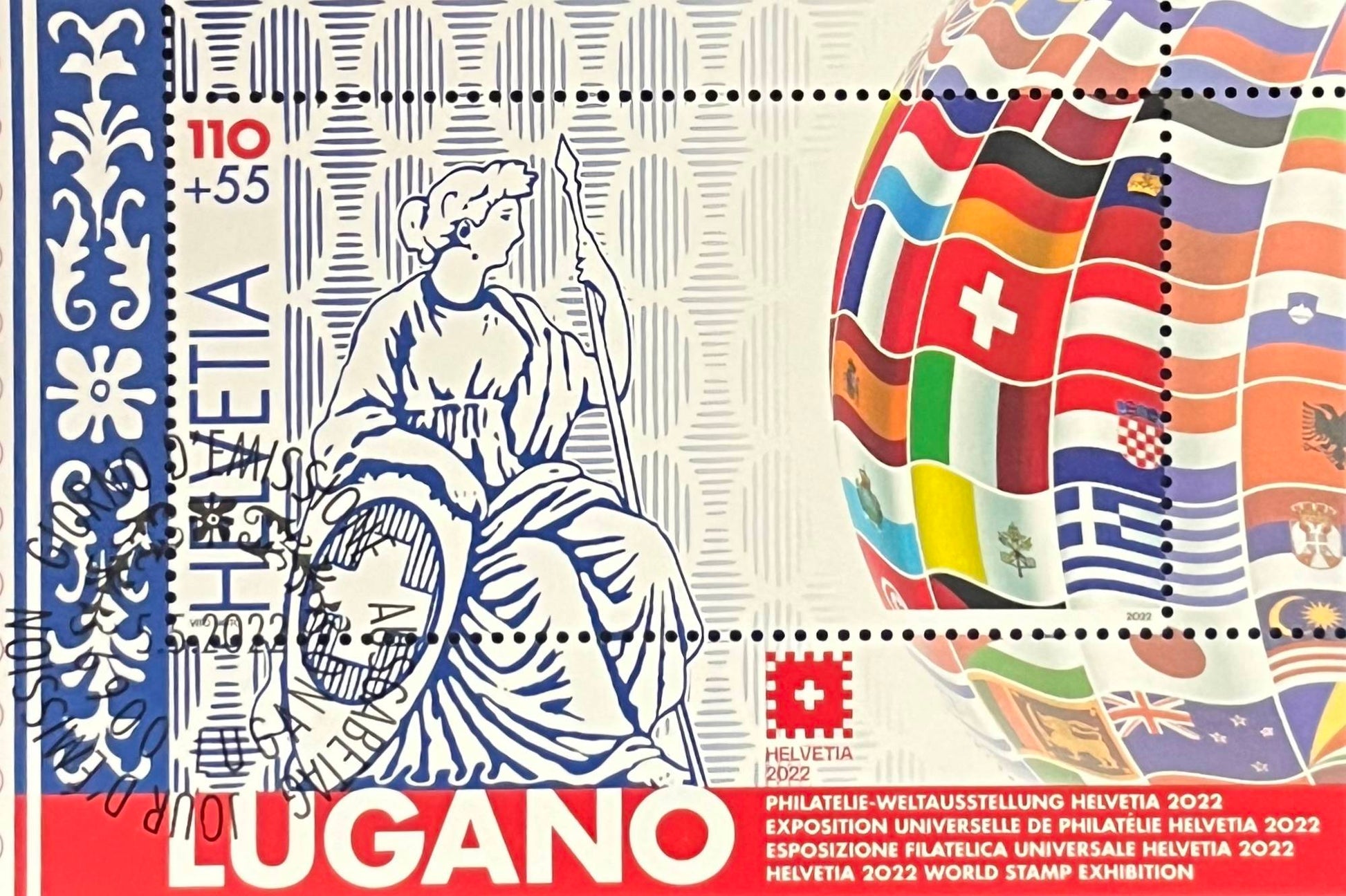Schweiz Blockausgabe Nr. 82 – „Internationale Briefmarkenausstellung HELVETIA 2022 Lugano“ – gestempelt