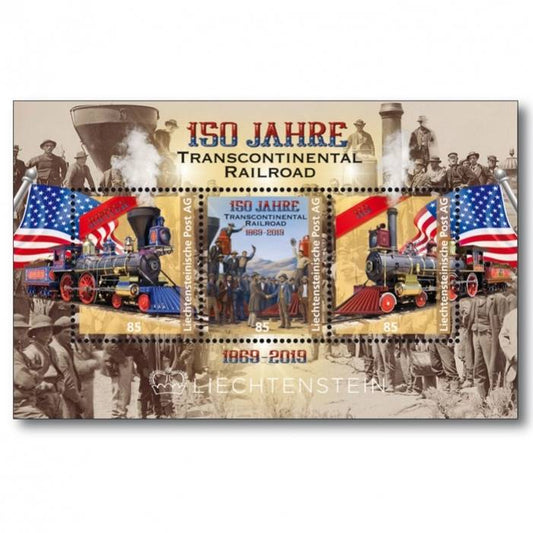 Liechtenstein -150 Jahre Transkontinental Railroad - Gedenkblock postfrisch