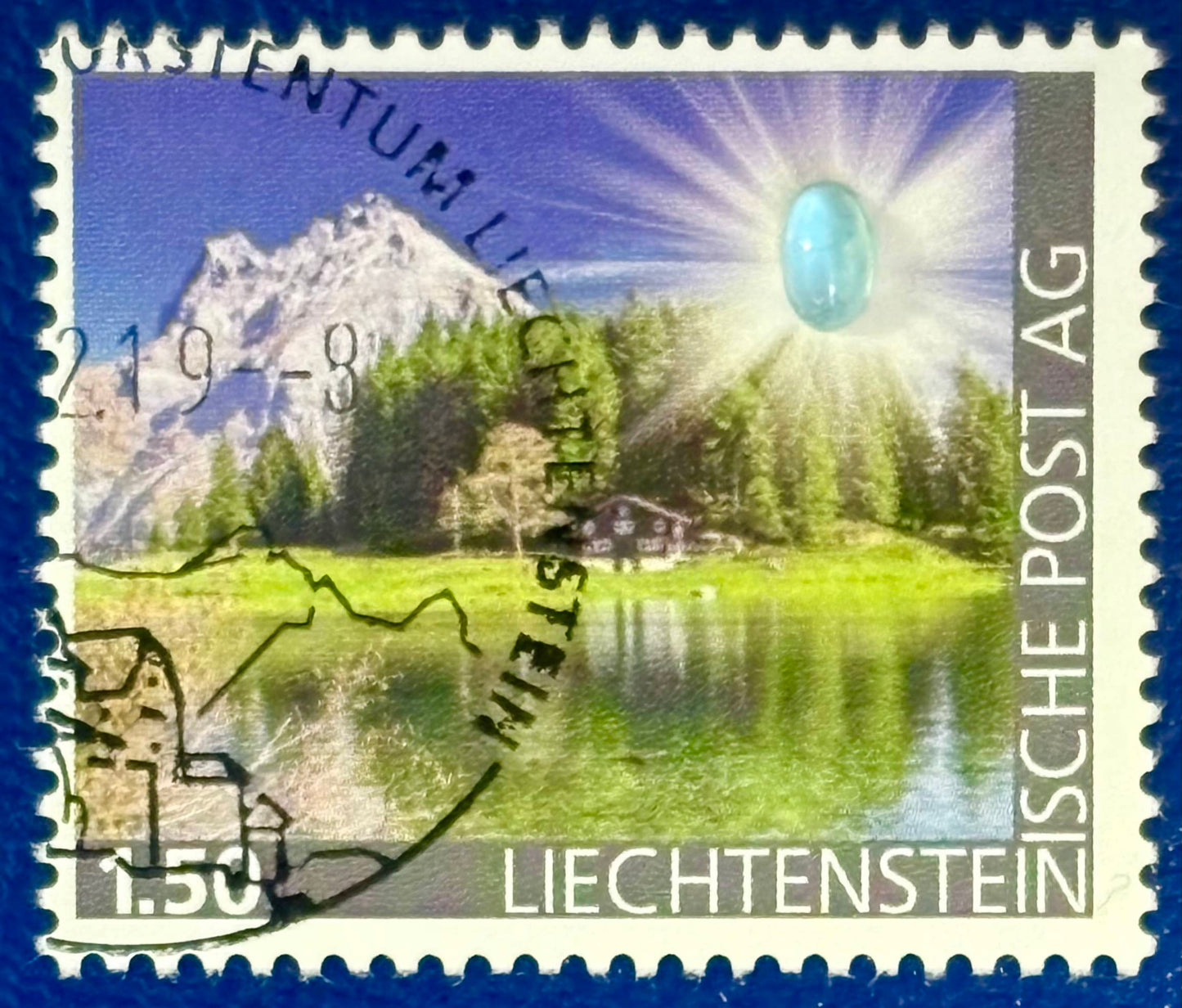 Liechtenstein - Die erste Apatit-Briefmarke gestempelt