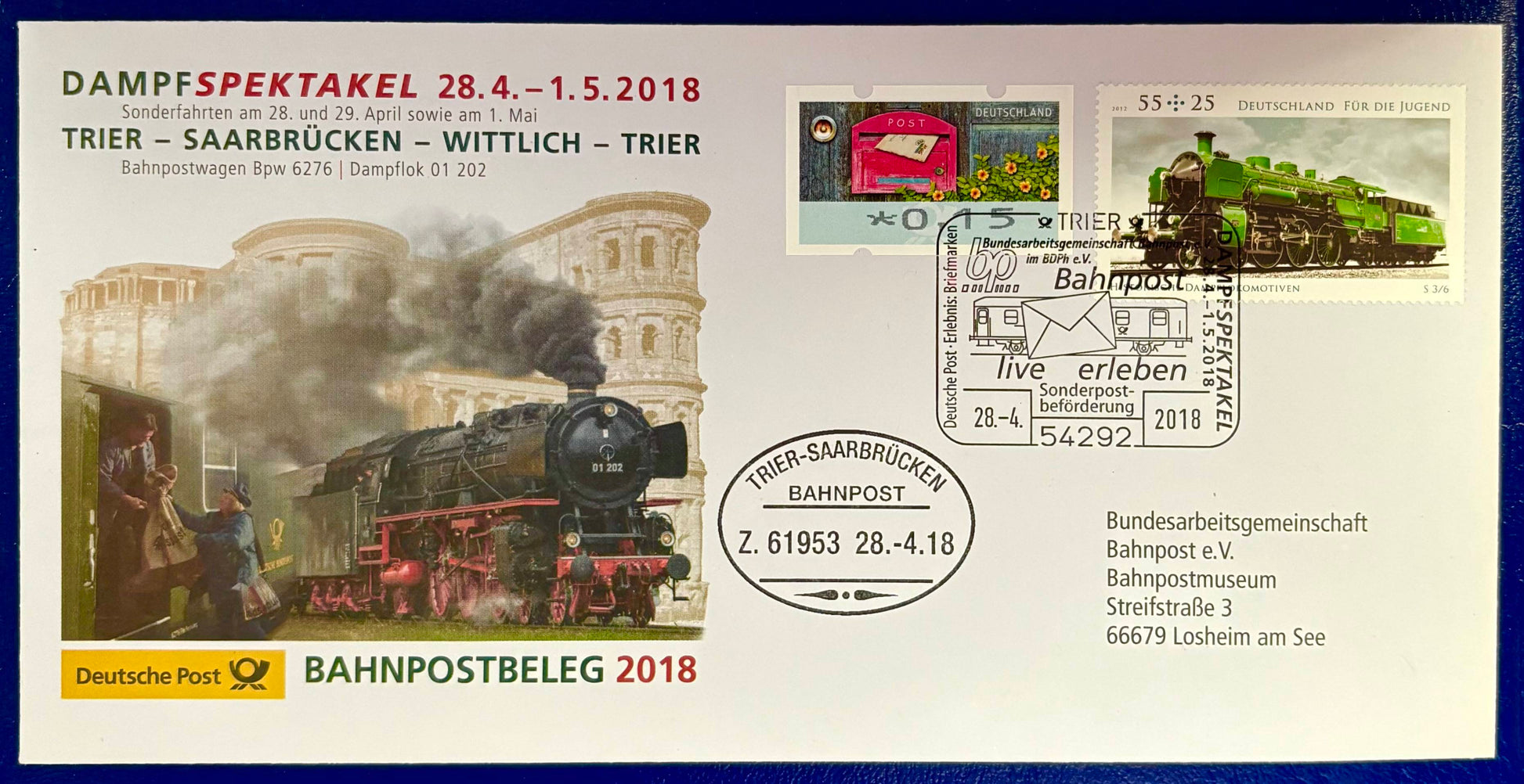Deutschland - Bahnpostbeleg DampfSPEKTAKEL