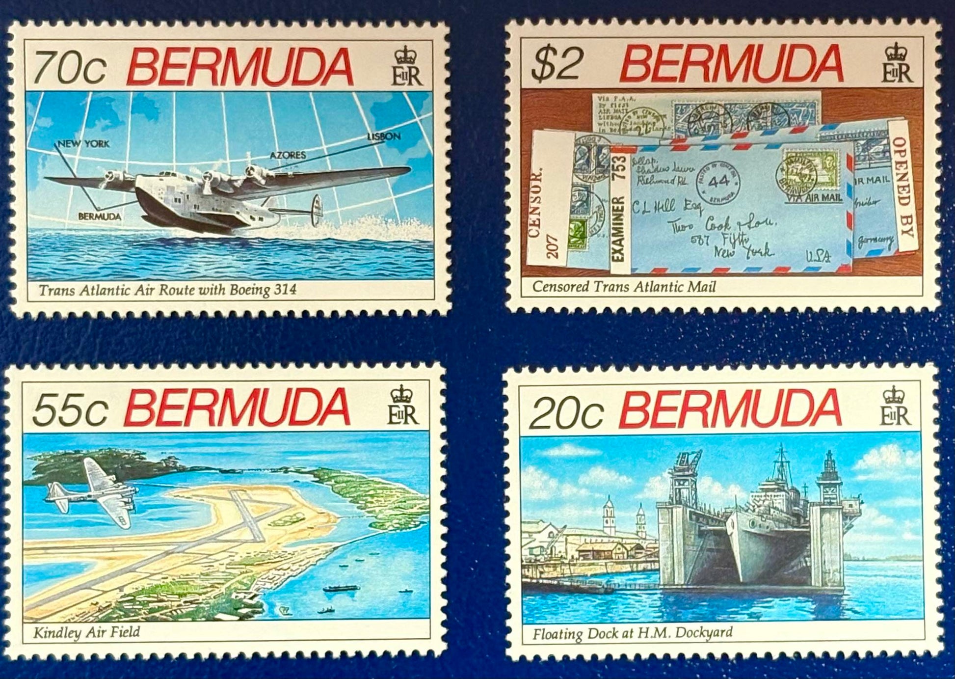 Bermuda - 4 Werte postrisch "Teilnahme am Zweiten Weltkrieg"