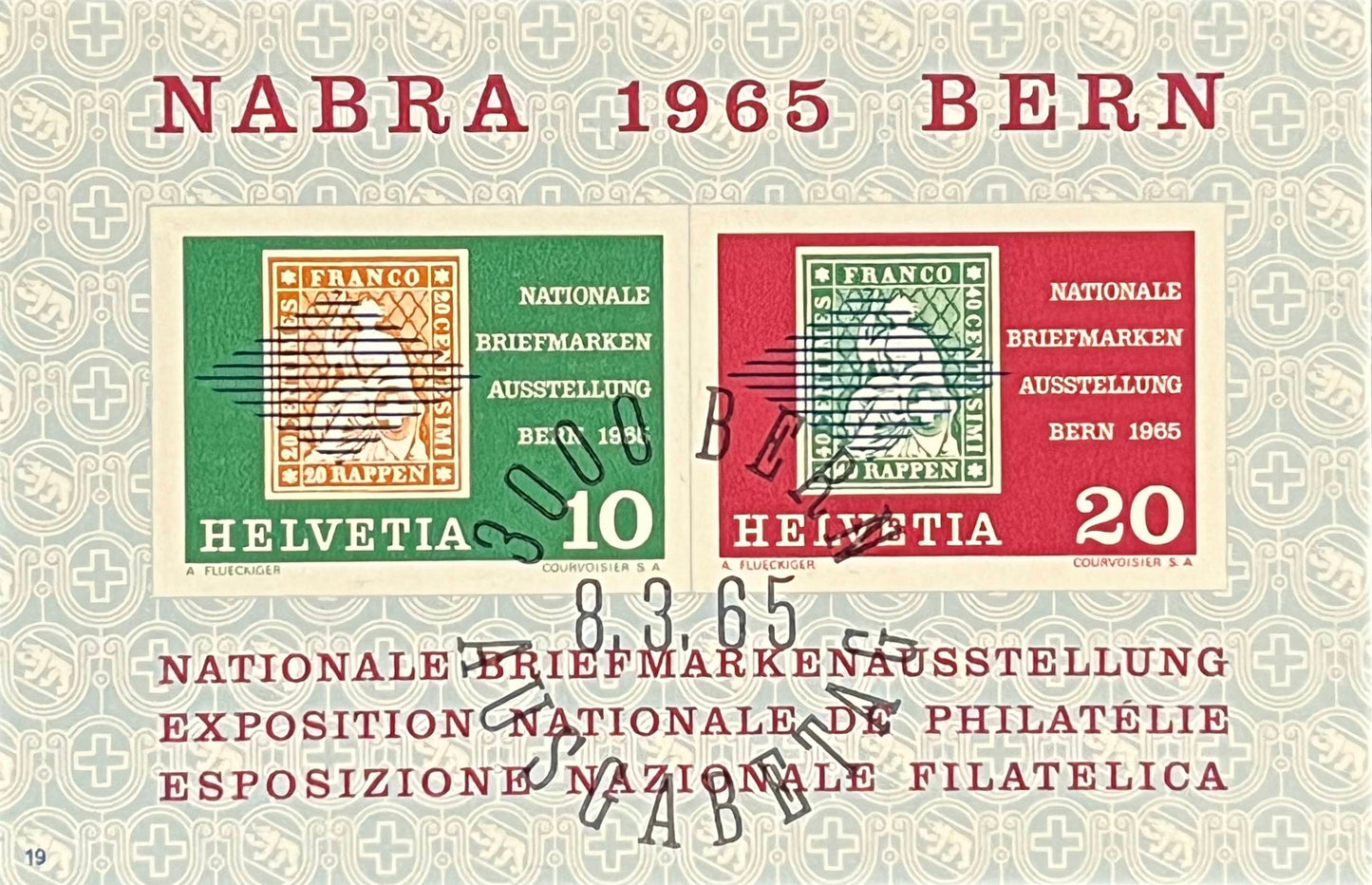 Schweiz Blockausgabe – Katalog-Nr. 20 – Nationale Briefmarkenausstellung NABRA Bern – gestempelt