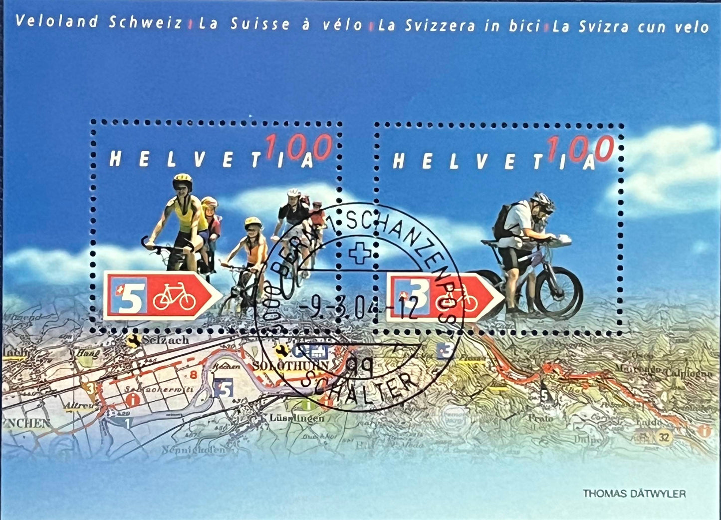 Schweiz Blockausgabe – Katalog-Nr. 35 – „Fahrradland Schweiz“ – gestempelt