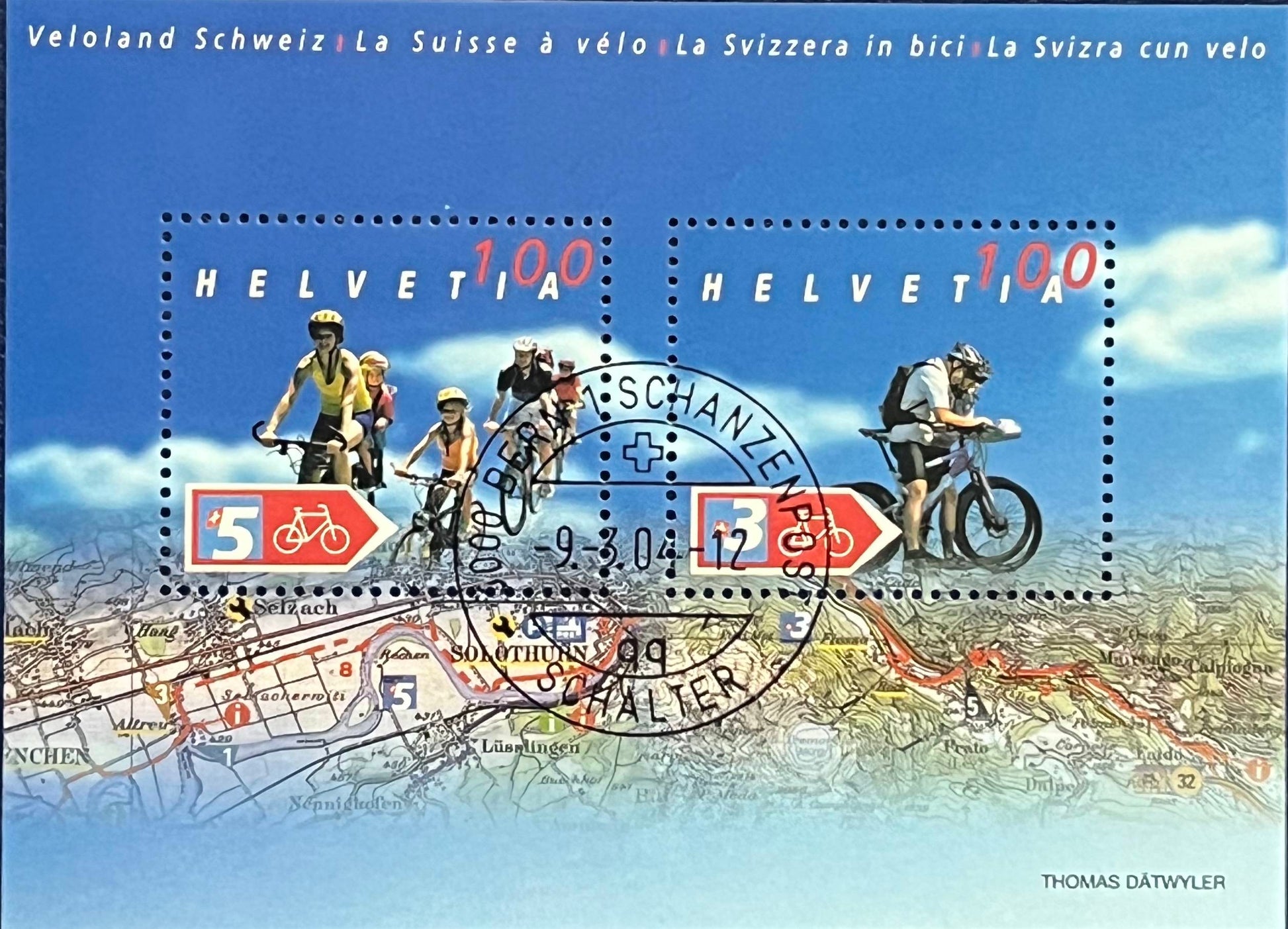 Schweiz Blockausgabe – Katalog-Nr. 35 – „Fahrradland Schweiz“ – gestempelt