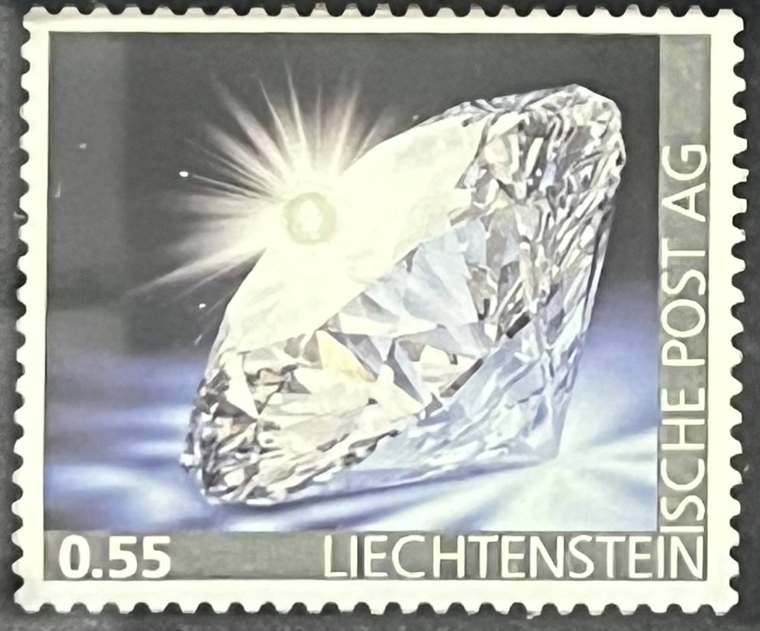 Liechtenstein - die erste Diamant-Briefmarke der Welt, gestempelt