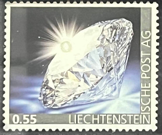 Liechtenstein - die erste Diamant-Briefmarke der Welt, gestempelt