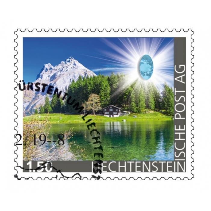 Liechtenstein -Edelsteine der Philatelie: APATIT-Briefmarke gestempelt