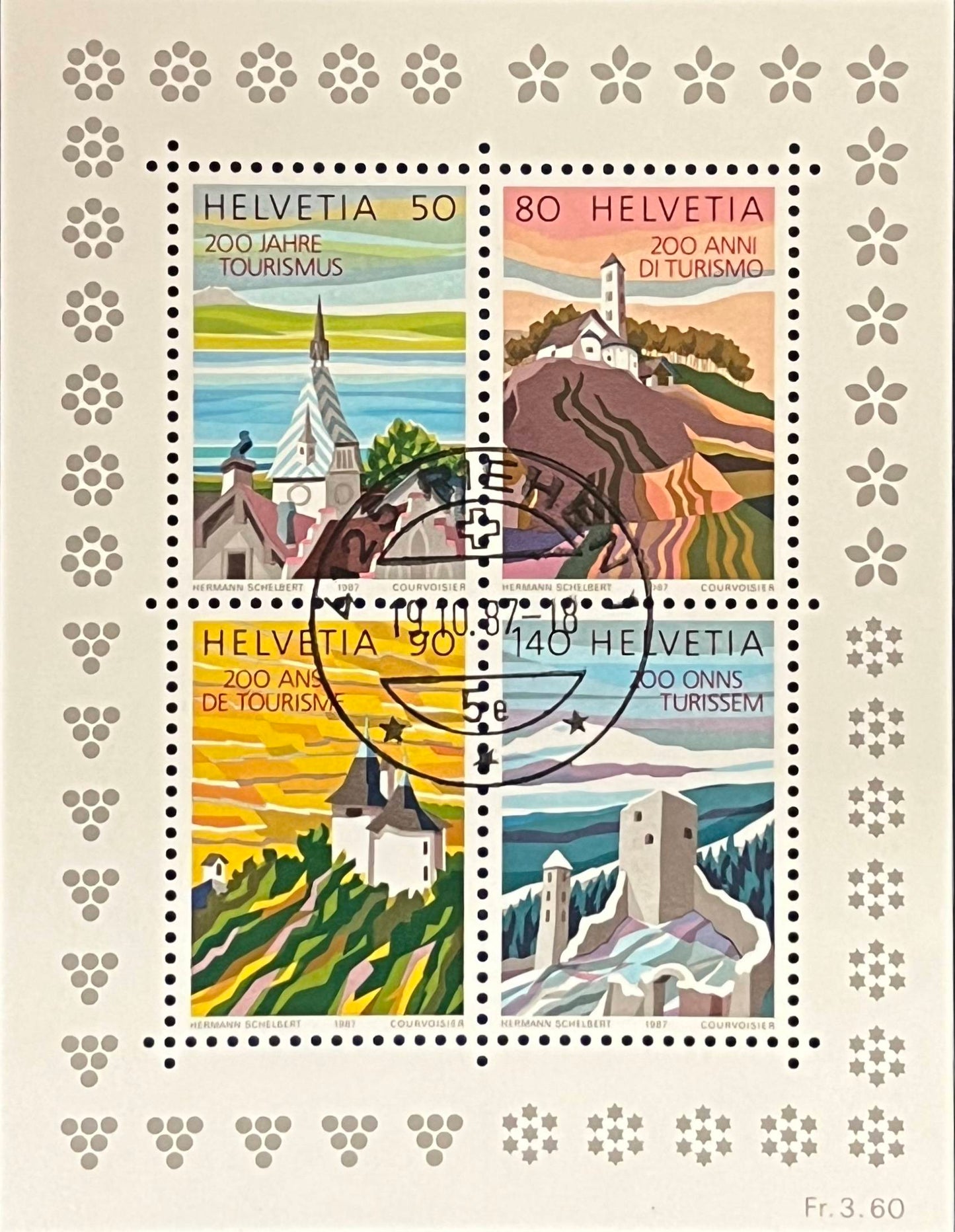 Schweiz Blockausgabe Michel-Nr. 25 – „200 Jahre Tourismus“ – gestempelt