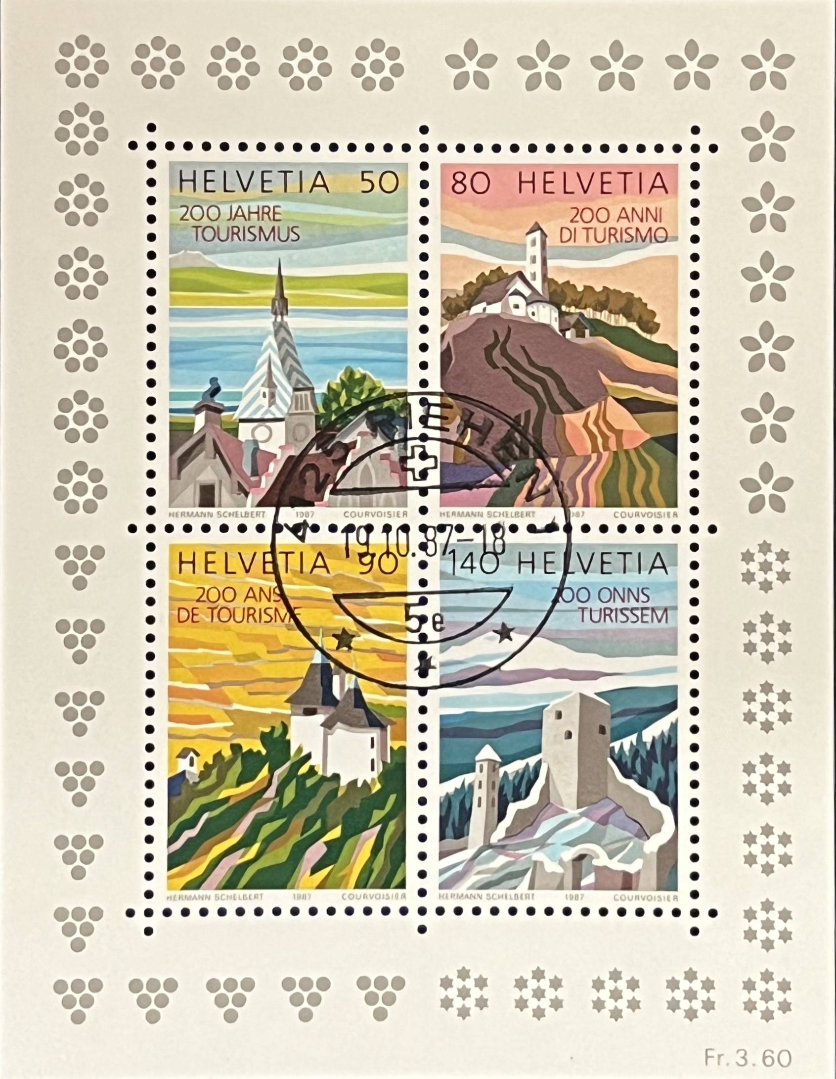 Schweiz Blockausgabe Michel-Nr. 25 – „200 Jahre Tourismus“ – gestempelt
